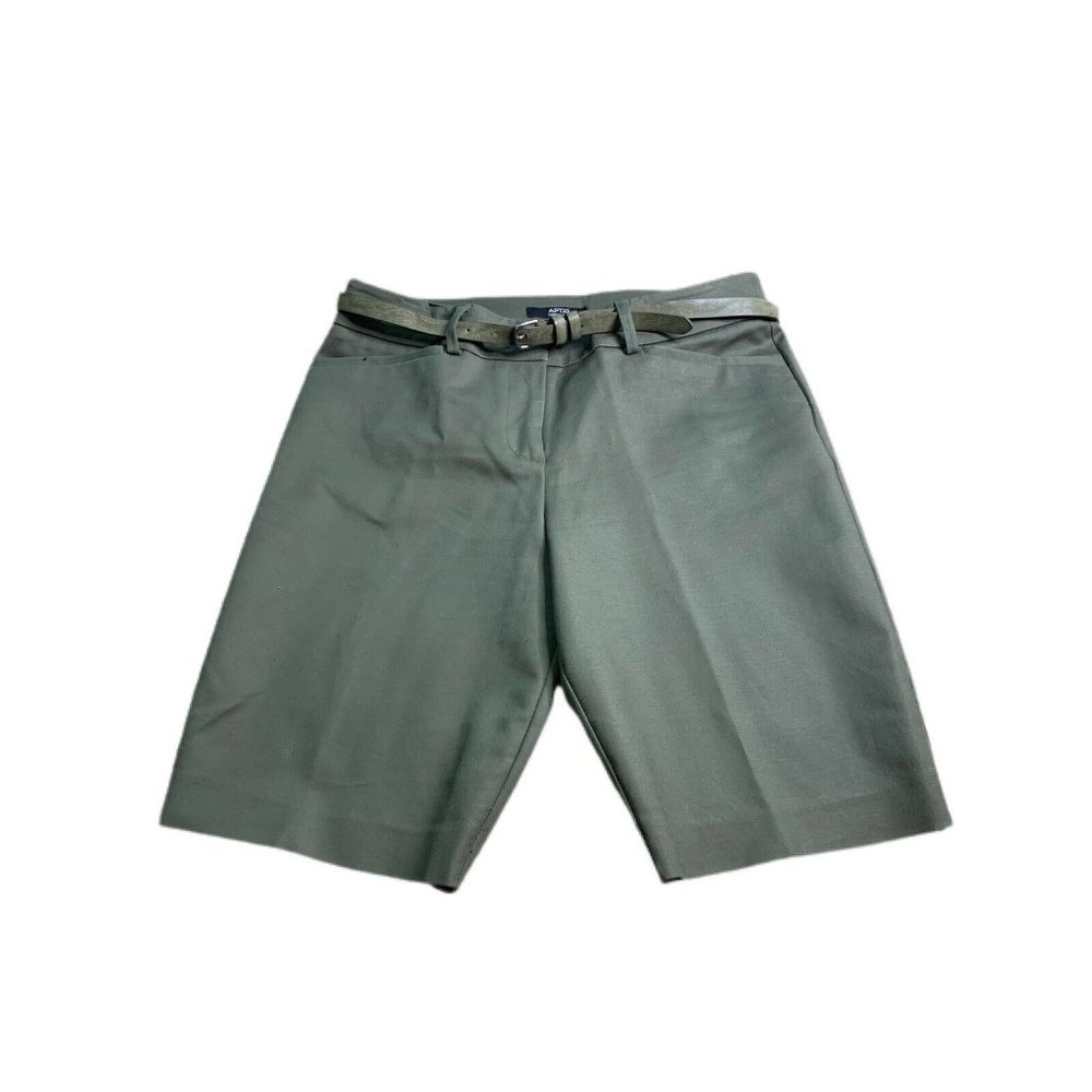 APT. 9 Belted Grape Leaf Green Bermuda Shorts 6 RN73277